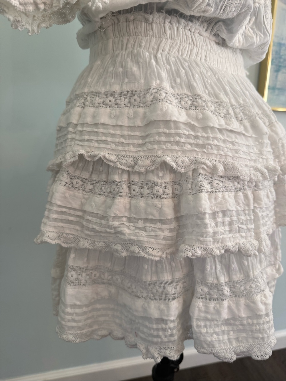 Loveshackfancy Quincy Dress White Ruffle Lace Mini Size Small - Picture 6 of 10